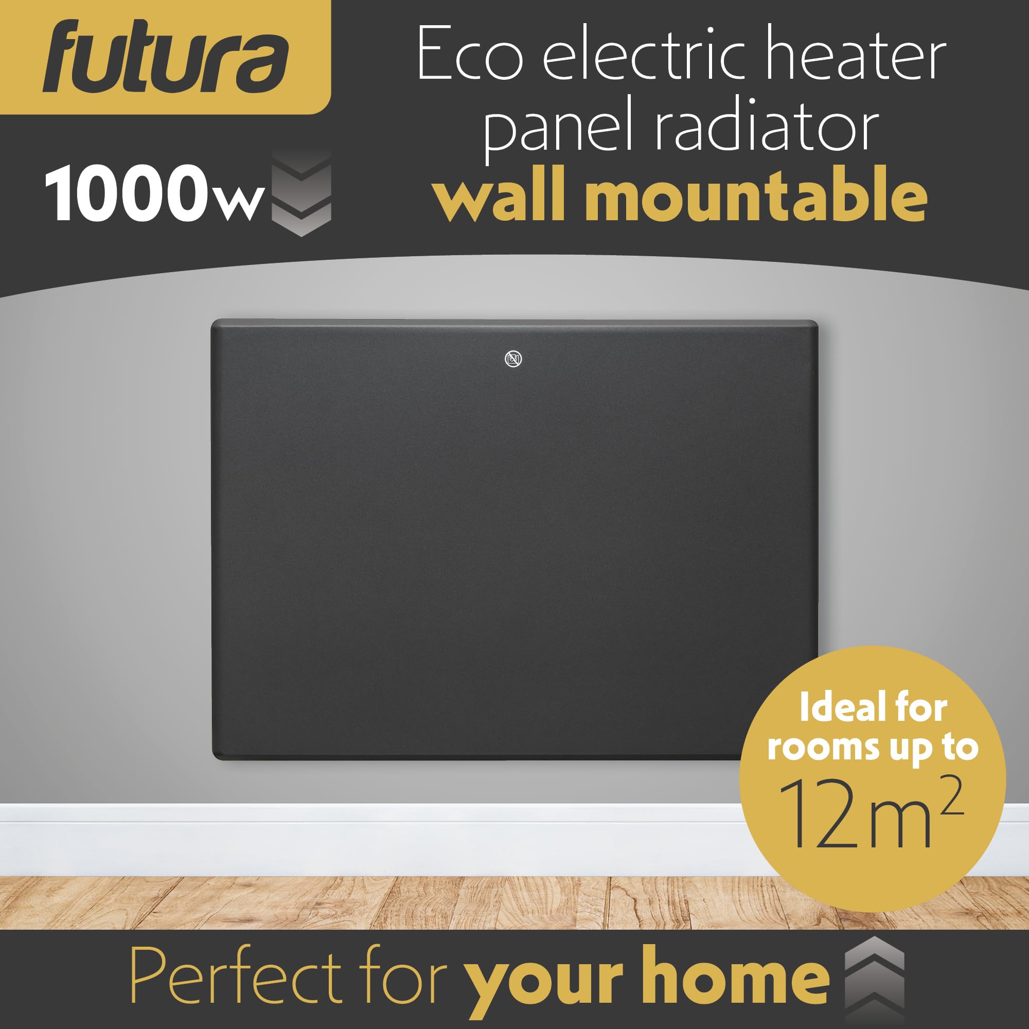 Futura 2000W Grey Electric Radiator Heaters for Home, Bathroom Safe Electric Heater Setback Timer Lot 20 & Advanced Thermostat Control Wall Mounted or Floor Standing Low Energy Panel Heater