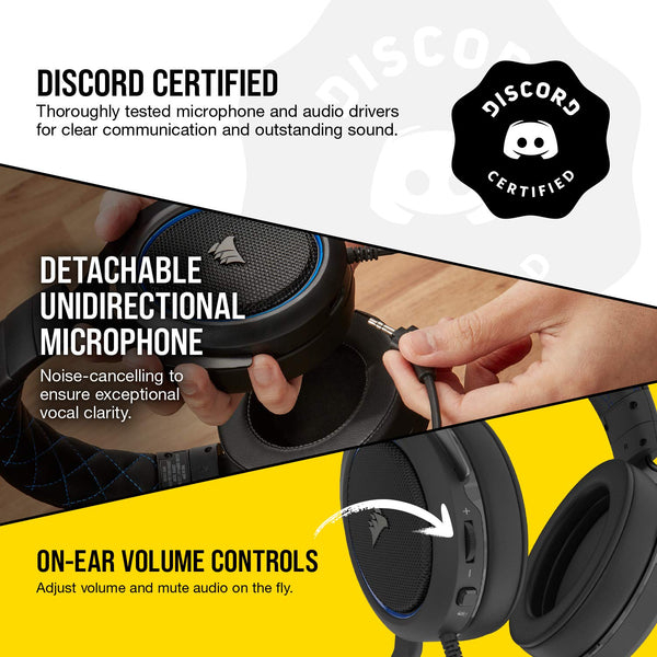 CORSAIR HS55 SURROUND Lightweight Multiplatform Wired Gaming Headset – Dolby 7.1 Surround Sound – iCUE Compatible – PC, Mac, PS5, PS4, Xbox, Nintendo Switch, Mobile – Carbon