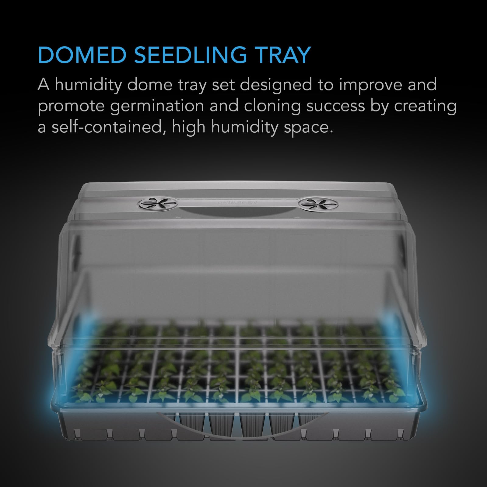 AC Infinity Humidity Dome, Germination Kit with Large Glossy Finish Clear Dome, Sturdy Drip Tray, and 6x12 Cell Seedling Tray, for Seed Starting,