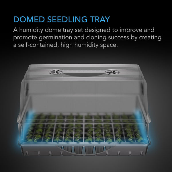 AC Infinity Humidity Dome, Germination Kit with Large Glossy Finish Clear Dome, Sturdy Drip Tray, and 6x12 Cell Seedling Tray, for Seed Starting,
