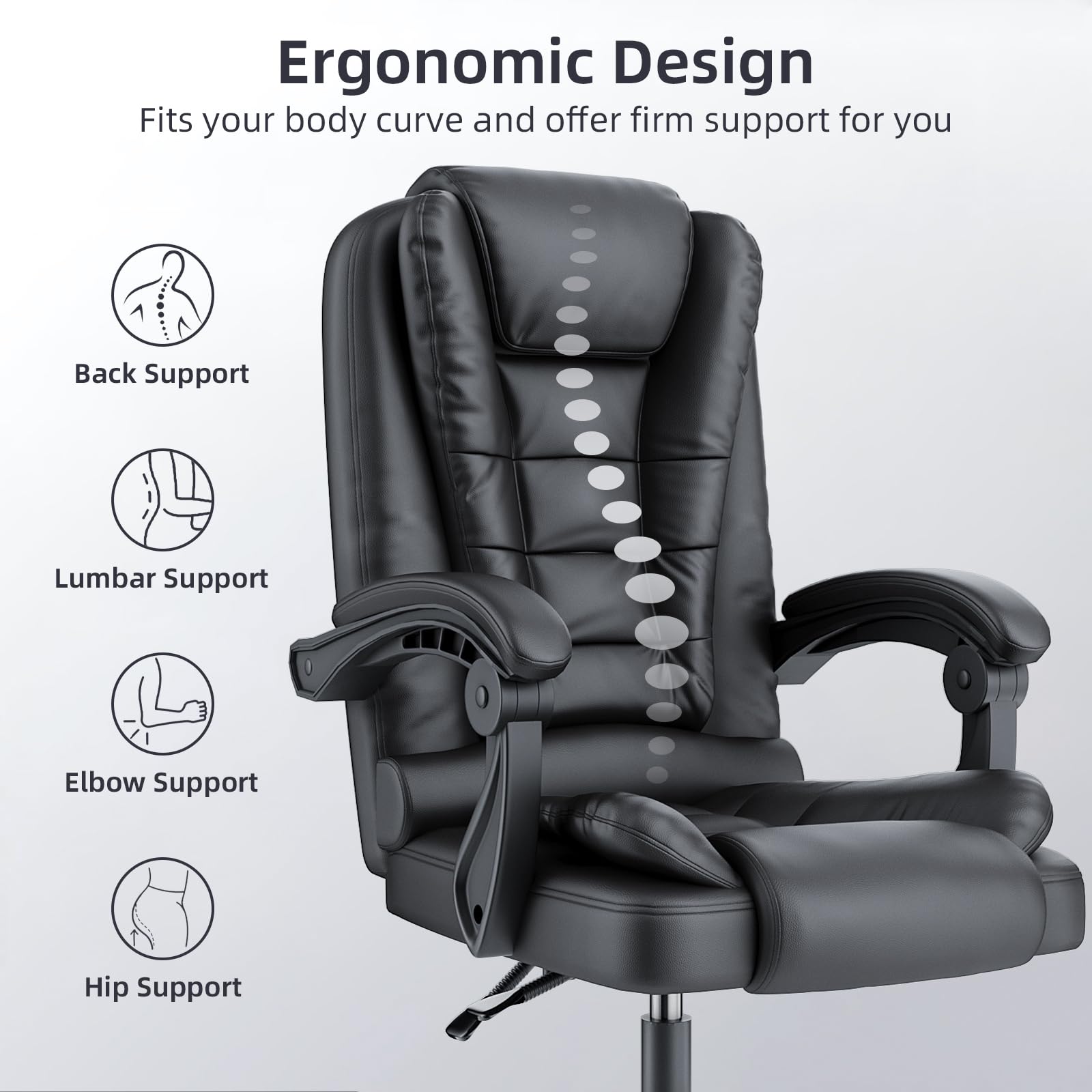 naspaluro Executive Office Chair High Back Desk Chair Ergonomic Recliner Computer Chair Gaming Chair with Tilt Function Heavy Duty for Home Office Working (Grey Fabric)