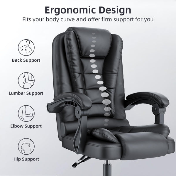 naspaluro Executive Office Chair High Back Desk Chair Ergonomic Recliner Computer Chair Gaming Chair with Tilt Function Heavy Duty for Home Office Working (Grey Fabric)
