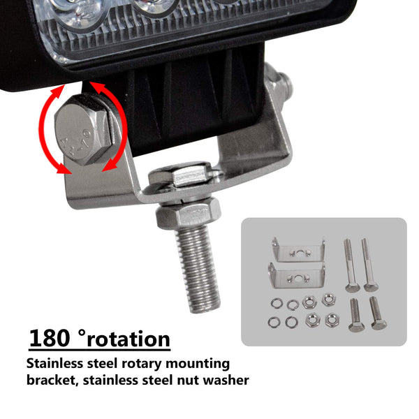 RIGIDON 2 Pcs Square Led Work Light, 4 inch 48W Spot Beam, 12V 24V Driving Lights Lamp for Car Off road Boat Truck 4x4 SUV ATV Tractors Excavator, 6000K White, Fog Lamp