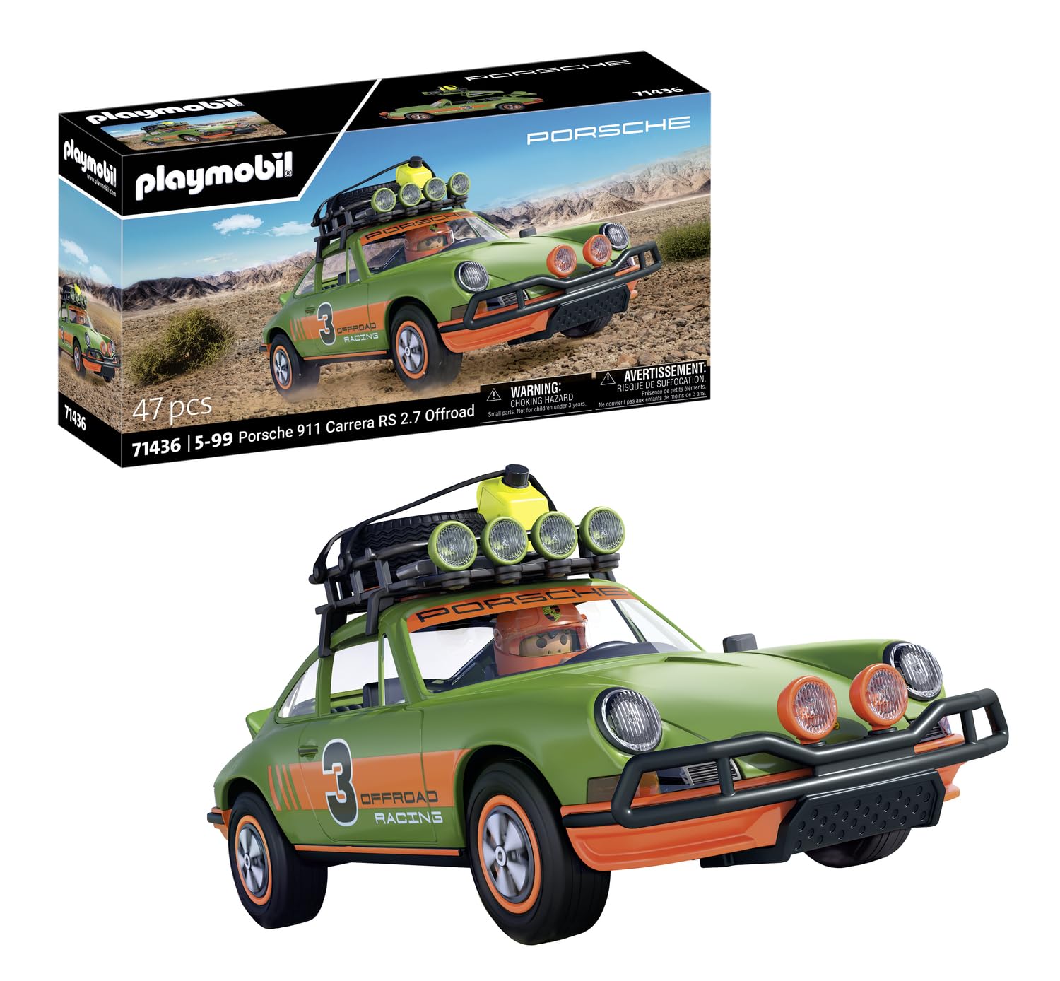 Playmobil 71436 Porsche 911 Carrera RS 2.7 Off-Road Edition, thrilling rides through any terrain, with various functions, collectible car or play sets suitable for children ages 5+