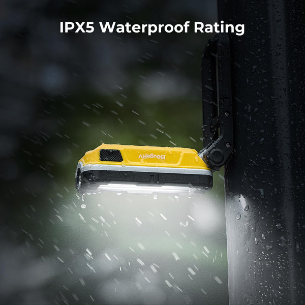 BougeRV WL01 PRO Work Light Rechargeable, 1500 Lumens Magnetic Inspection Light, Portable Lamp with 180° Rotating Stand & Hook, Multiple Lighting Modes for Car Repair, Camping, Outdoor, Emergency