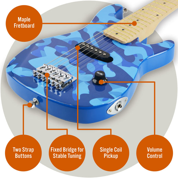 3rd Avenue 1/4 Size Kids Electric Guitar Pack for Junior Beginners - 6 Months FREE Lessons, 5W Portable Amp, Cable, Bag, Picks and Strap - Red