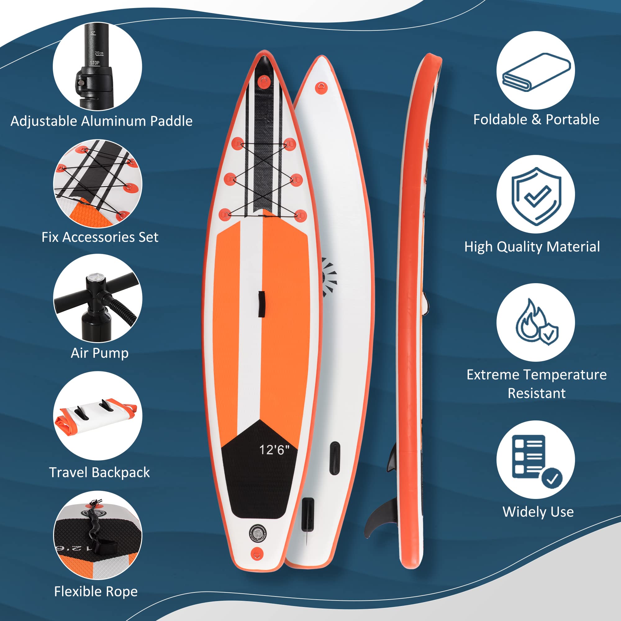 Outsunny Inflatable Stand Up Paddle Board, Non-Slip Deck Board