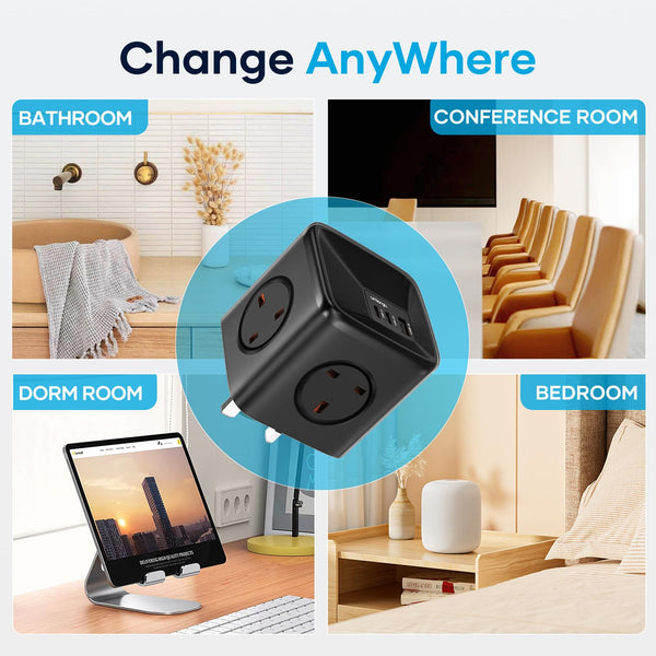 Socket Cube USB C Power Strip with 4 Outlets 3250W and 30W USB C Charging for iPhone 16/15/14, iPad,MacBook, Galaxy, Power Delivery Charging for Game, Dorm Rooms, Home, Office, White