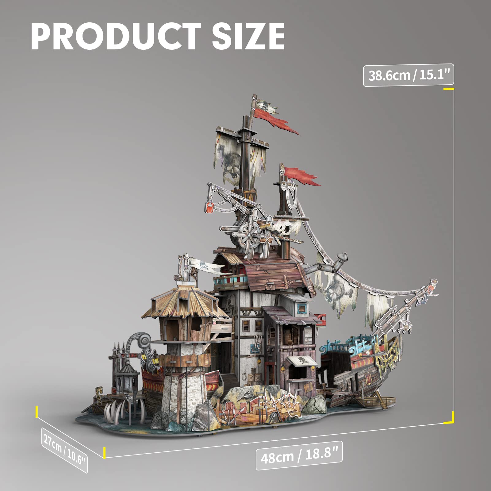 CubicFun LED Pirates of the Caribbean Flying Dutchman Model Kits for Adults to Build 3D Jigsaw Puzzles Ship Model Building Gifts for Adults Kids Girls Boys - 360 Pieces