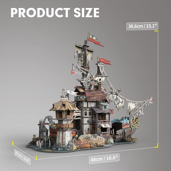 CubicFun LED Pirates of the Caribbean Flying Dutchman Model Kits for Adults to Build 3D Jigsaw Puzzles Ship Model Building Gifts for Adults Kids Girls Boys - 360 Pieces