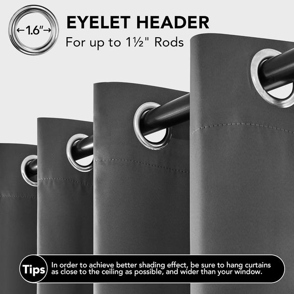 Deconovo Blackout Curtains Eyelet Super Soft Thermal Insulated Ring Top Blackout Curtains for Nursery 46 x 54 Drop Inch Dark Grey 2 Panels