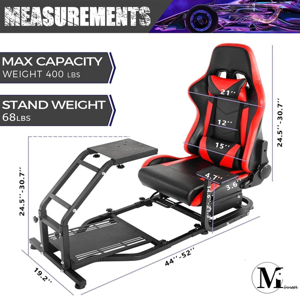 Minneer G25 Racing Simulator Cockpit Adjustable Sim Racing Wheel Stand Fit for Logitech G27 G29 G920 G923,Thrustmaster T150pro T248 T80 t300rs (GT) T300 TX TMX without Steering wheel, pedal and shift