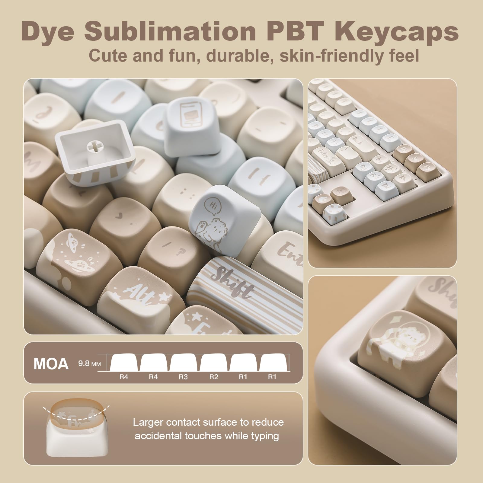 YUNZII B87 Wireless Mechanical Keyboard,QMK/VIA Software Custom Gaming,Gasket RGB Keyboard with Cute MOA Keycaps,Wrist Rest,BT5.0/2.4G/USB-C NKRO for Win/Mac (butter, milk v2 linear)