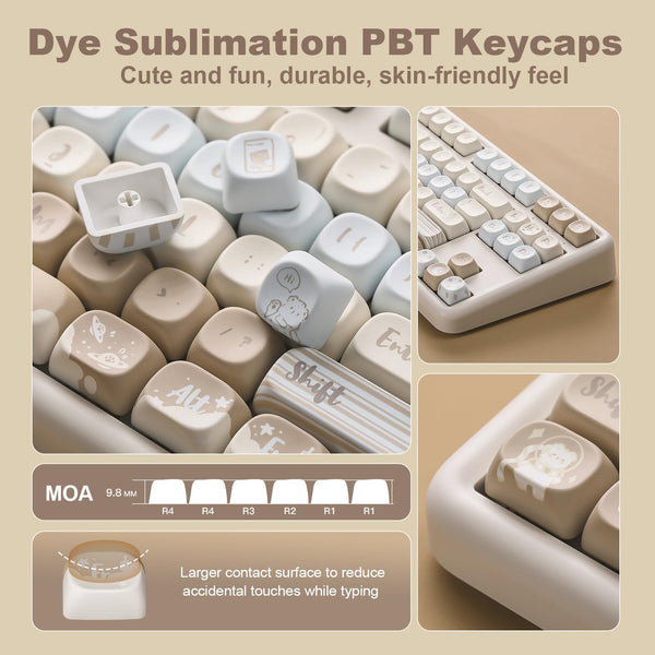 YUNZII B87 Wireless Mechanical Keyboard,QMK/VIA Software Custom Gaming,Gasket RGB Keyboard with Cute MOA Keycaps,Wrist Rest,BT5.0/2.4G/USB-C NKRO for Win/Mac (butter, milk v2 linear)