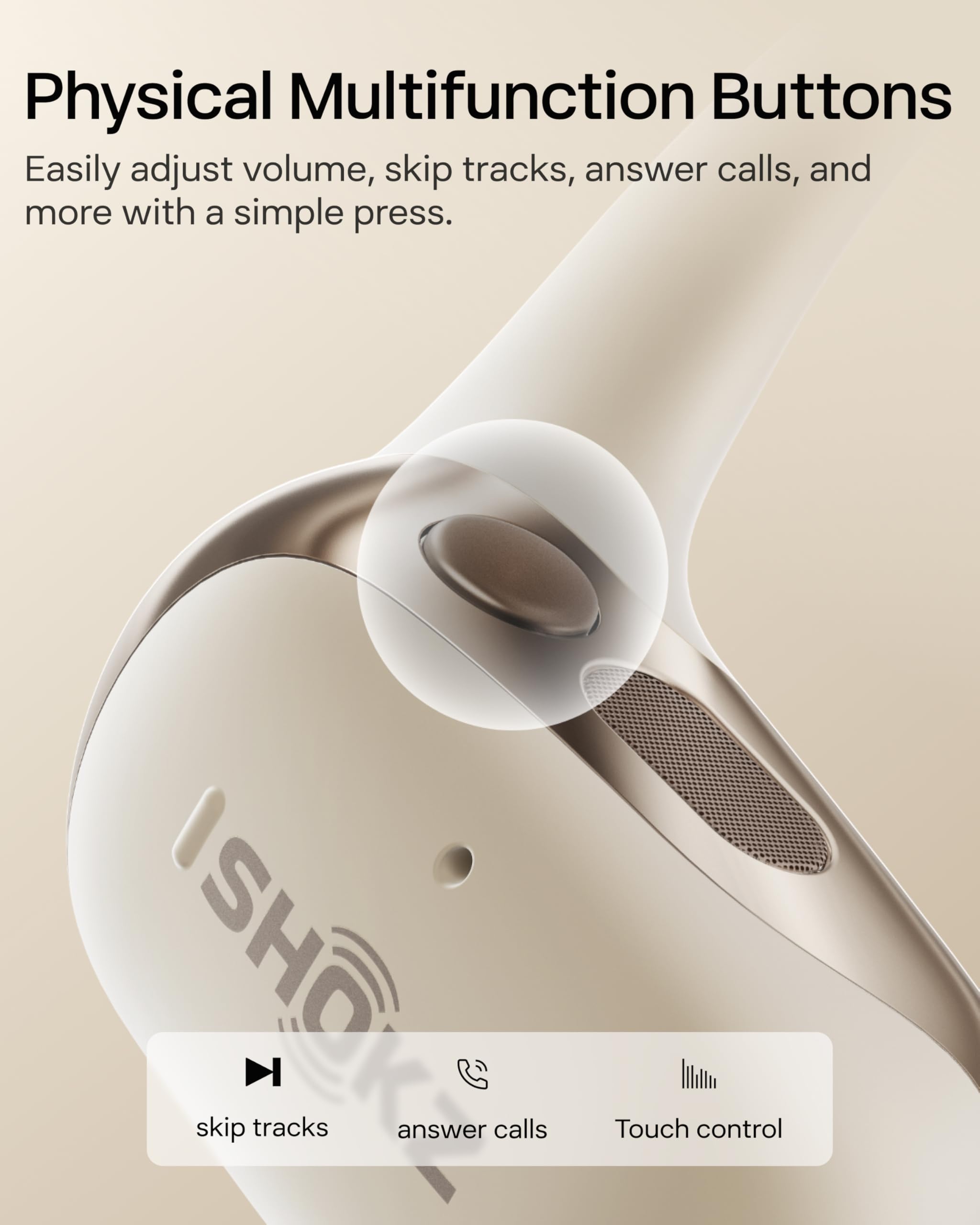 SHOKZ OpenFit 2 Open-Ear Headphones, True Wireless Bluetooth Earphones with Microphone, Earhook Earbuds with 48 Hours of Playtime, USB-C Fast Charging, IP55 Water-Resistant, with Carrying bag, Black