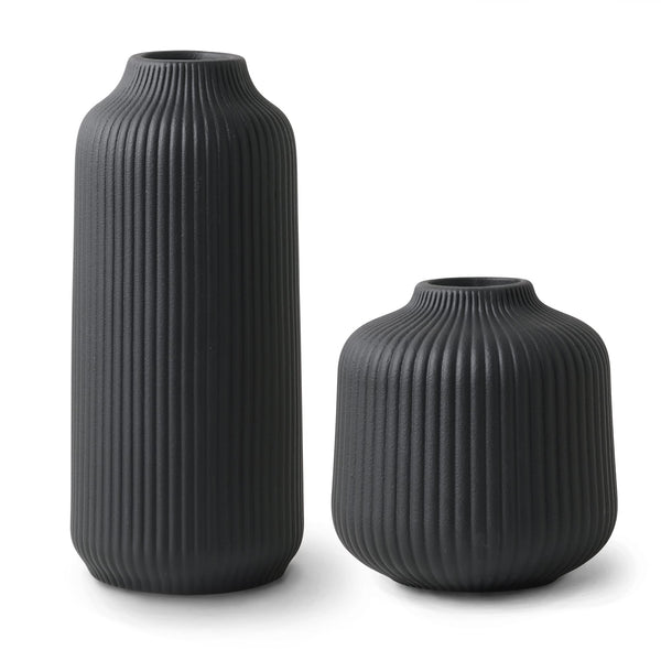 flature Ceramic Vases in Nordic Style, Modern Vase Deco for Pampas Grass, Boho Deco for Windowsill, Vases Set in Black Matt, Flower Vase as Home