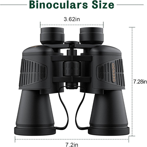 Deesoo 20x52 Binoculars for Adults High Powered - HD Large View Binoculars with Low Light Vision - Professional Binocular for Bird Watching Hunting Travel Cruise Outdoor Sports with Carrying Bag