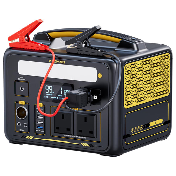 VTOMAN Jump 600X Portable Power Station 600W - 299Wh Solar Generator LiFePO4 Battery Power Station with 600W Pure Sine Wave (Surge 1200W) AC Outlet, PD 60W USB-C, 3x Regulated 12V/10A DC for Camping