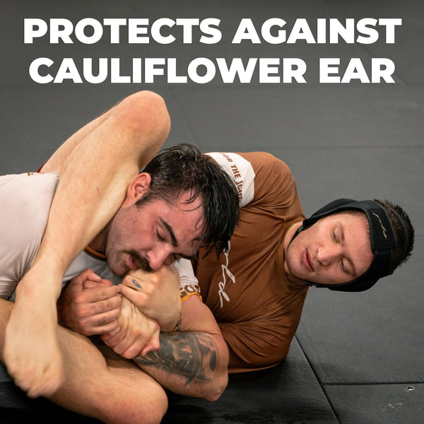 Gold BJJ Headgear for Jiu Jitsu, Wrestling, and MMA - Cauliflower Ear Protection: One Size Fits All, Reinforced Velcro Chin Strap - Bonus Mouthguard