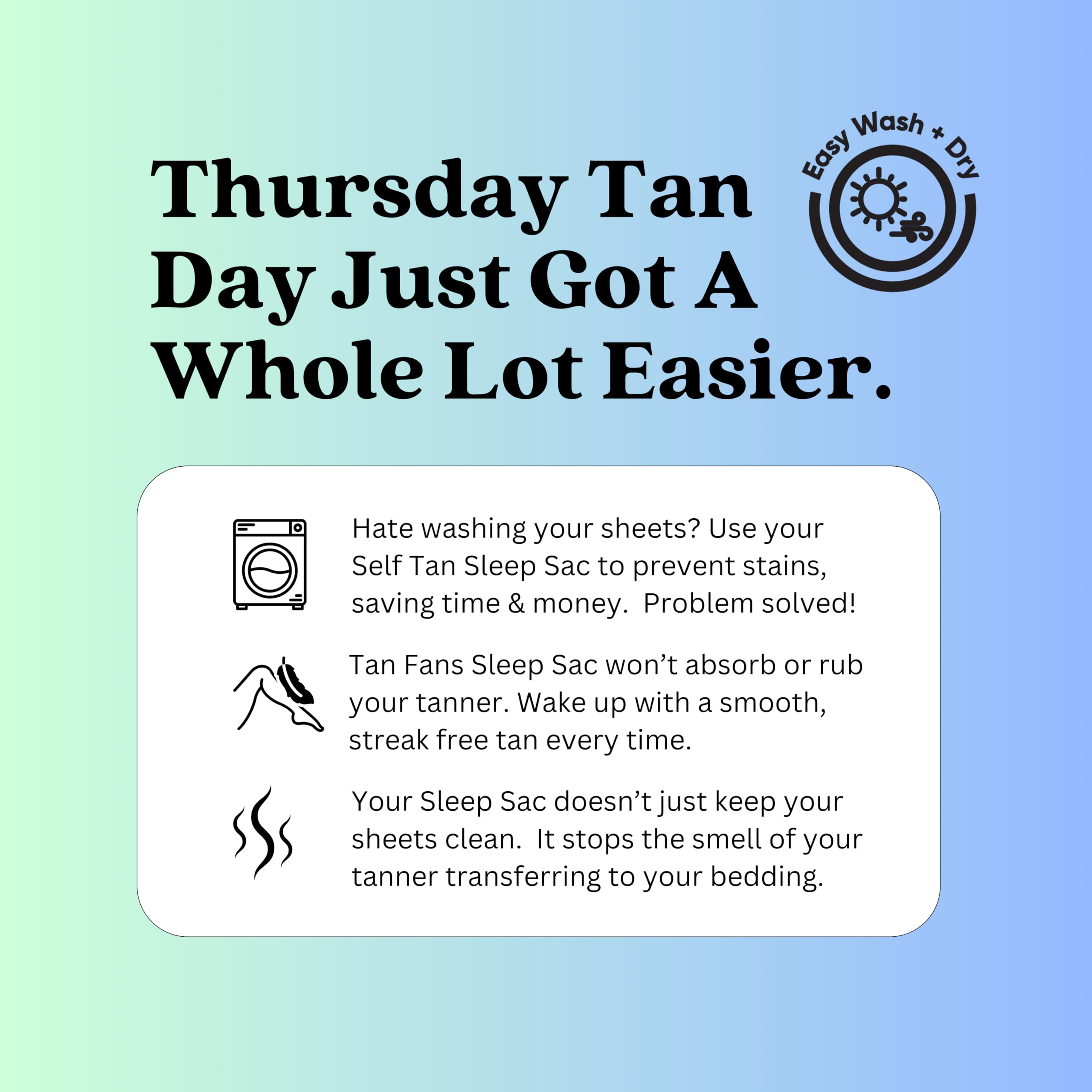 Tan Fan Self Tan Sleep Sac - Keep Sheets Clean From Fake Tan Stains - 100% Cooling Silky Poly Sleeping Sack - Wont Rub or Absorb Tanning Lotion -