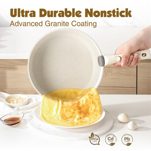 SENSARTE 17 Piece Pots and Pans Set, Nonstick Detachable Handle Cookware, Induction Kitchen Cookware Set with Removable Handle, Healthy Non Stick RV Cookware, Oven Safe (Black)