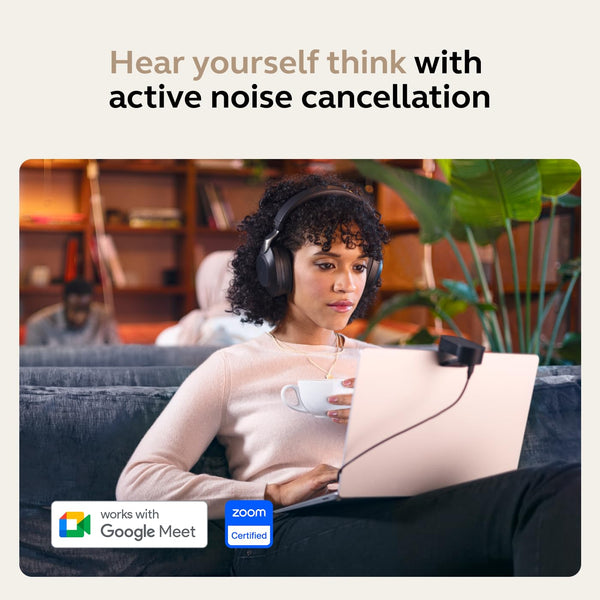 Jabra Evolve2 85 Wireless PC Headset – Noise Cancelling UC Certified Stereo Headphones With Long-Lasting Battery – USB-C Bluetooth Adapter – Black