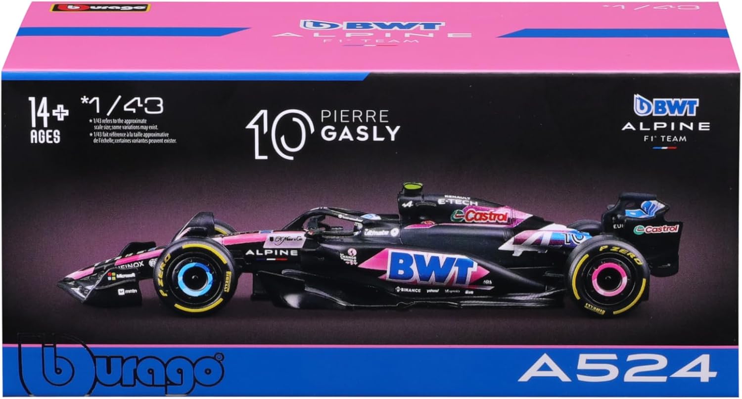 Bburago 1:43 2024 Race BWT Alpine F1 Team A524 with Helmet Gasly #10