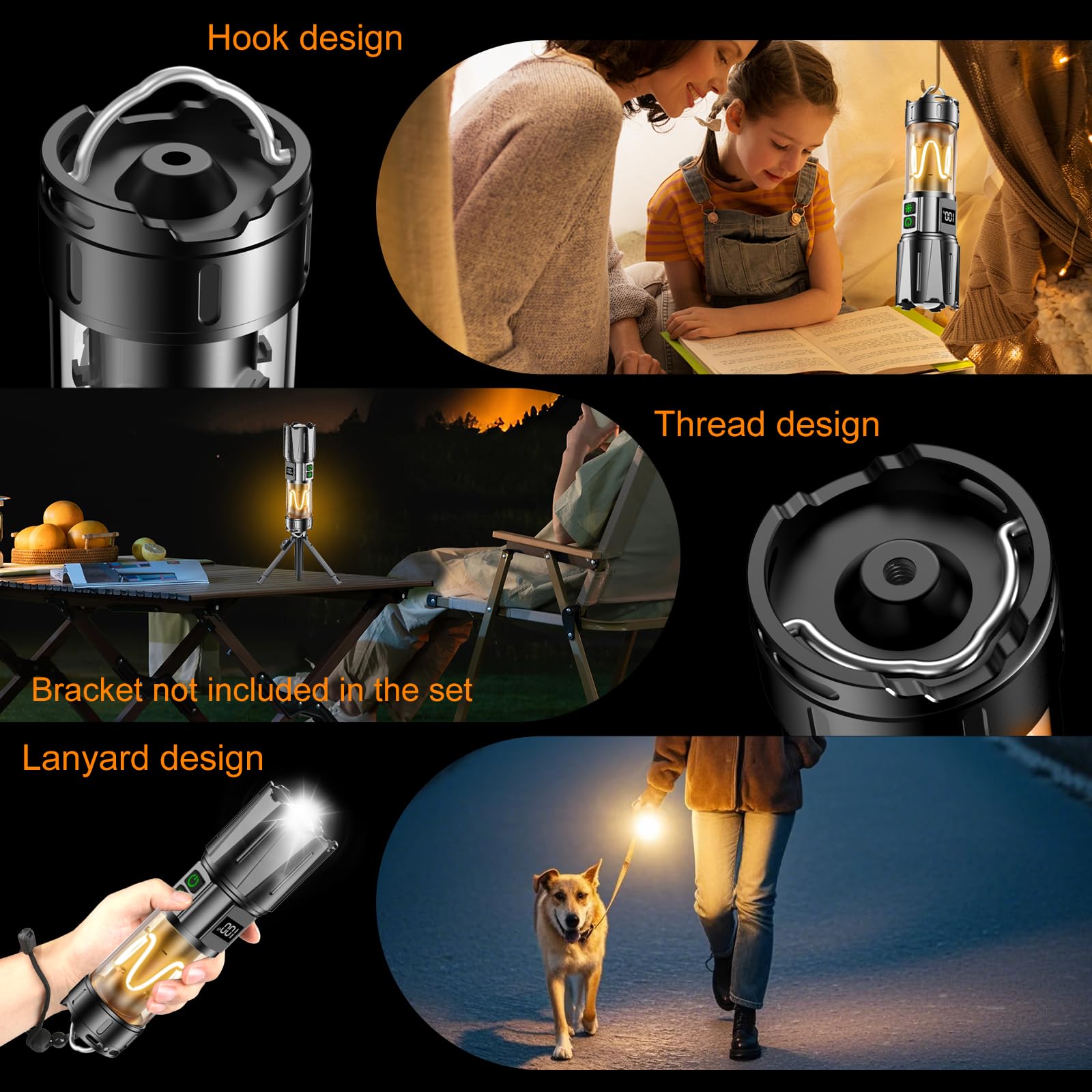 Relybo Torches Led Super Bright Rechargeable, 1000000 Lumens Flashlight Torches Battery Powered, 10 Modes Camping Torch, Powerful Torch Flash Light for Dog Walking Hiking Camping Emergency Gift