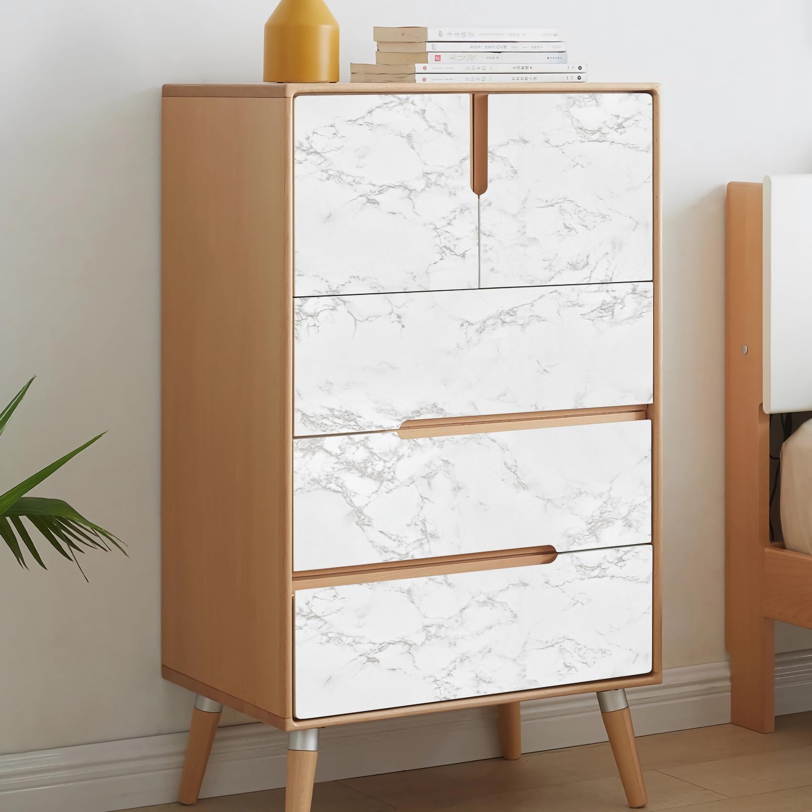 Hode Marble Vinyl Wrap 90cmx600cm, White Granite Sticky Back Plastic Roll, Marble Self Adhesive Wallpaper for Kitchen Countertop Worktop Vinyl