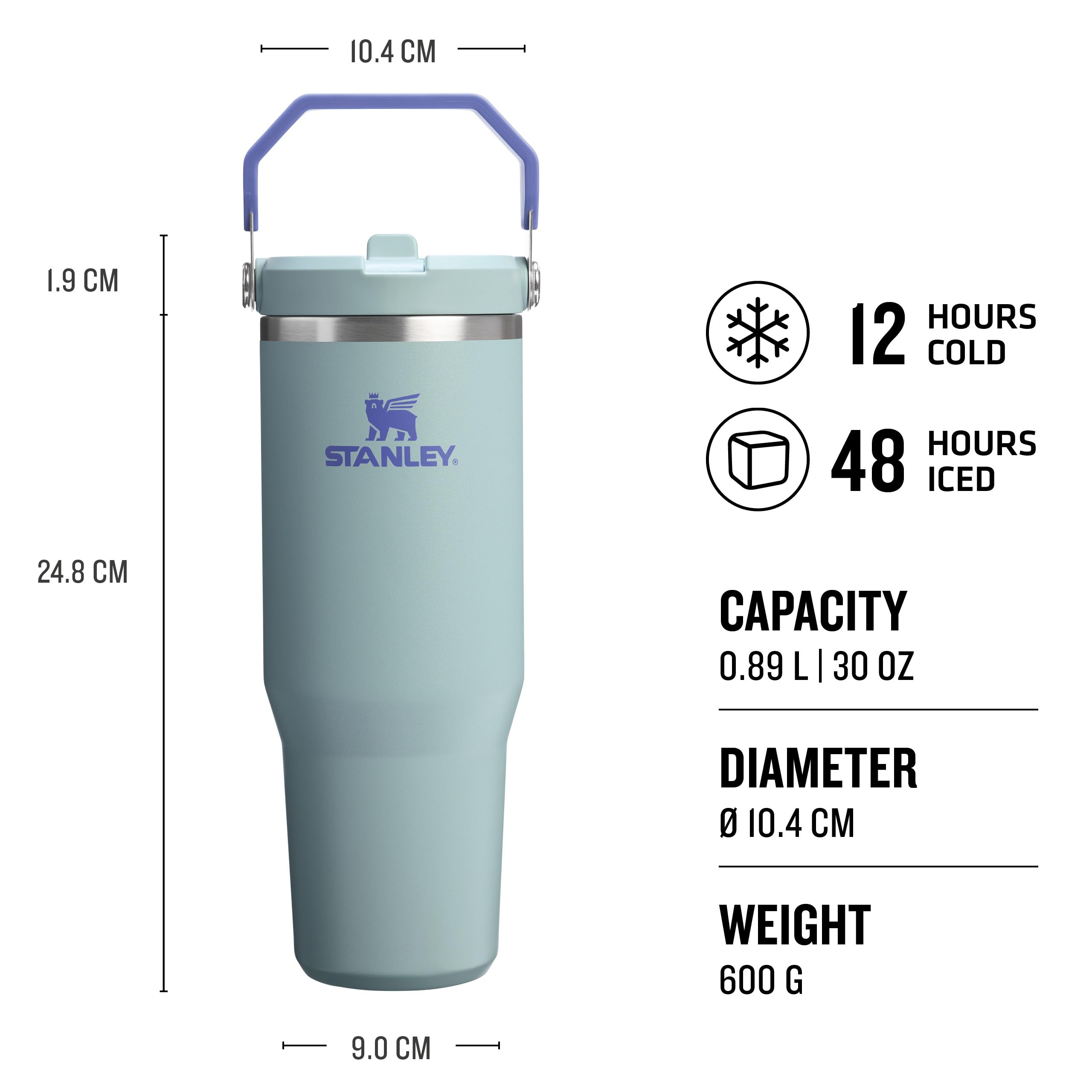 Stanley Flip Straw Tumbler 1.0 Water Bottle With Straw 0.89L - Keeps Cold For 12+ Hours - Easy To Carry - Dishwasher Safe - Stainless Steel Thermal Flask - BPA-Free Travel Mug - Navy