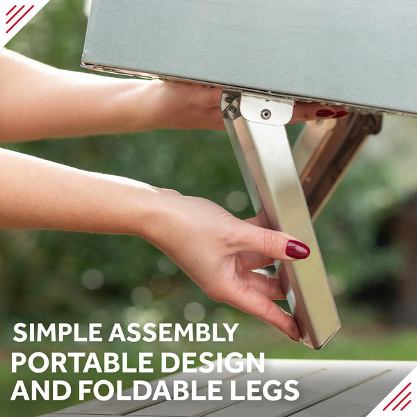 George Foreman Outdoor 12 Inch Wood Pellet Portable Wood Fired Pizza Oven Stainless Steel with Paddle and Carry Bag, BBQ Oven & Smoker, Foldable Legs GFWPPO1SSPC