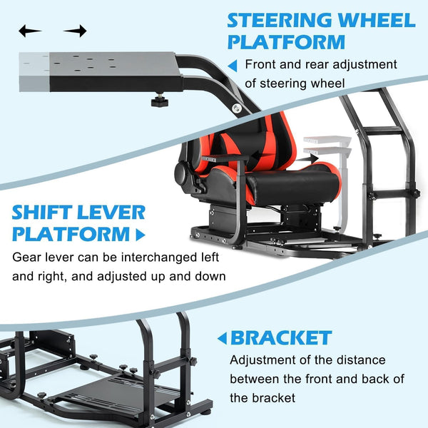 Anman Racing Simulator Cockpit Height Adjustable Racing Frame Driving Wheel Stand Compatible with Logitech G25, G27, G29, G920 Gaming Cockpit G25/G27/G29/G920 Without Wheel Shifter and Pedals