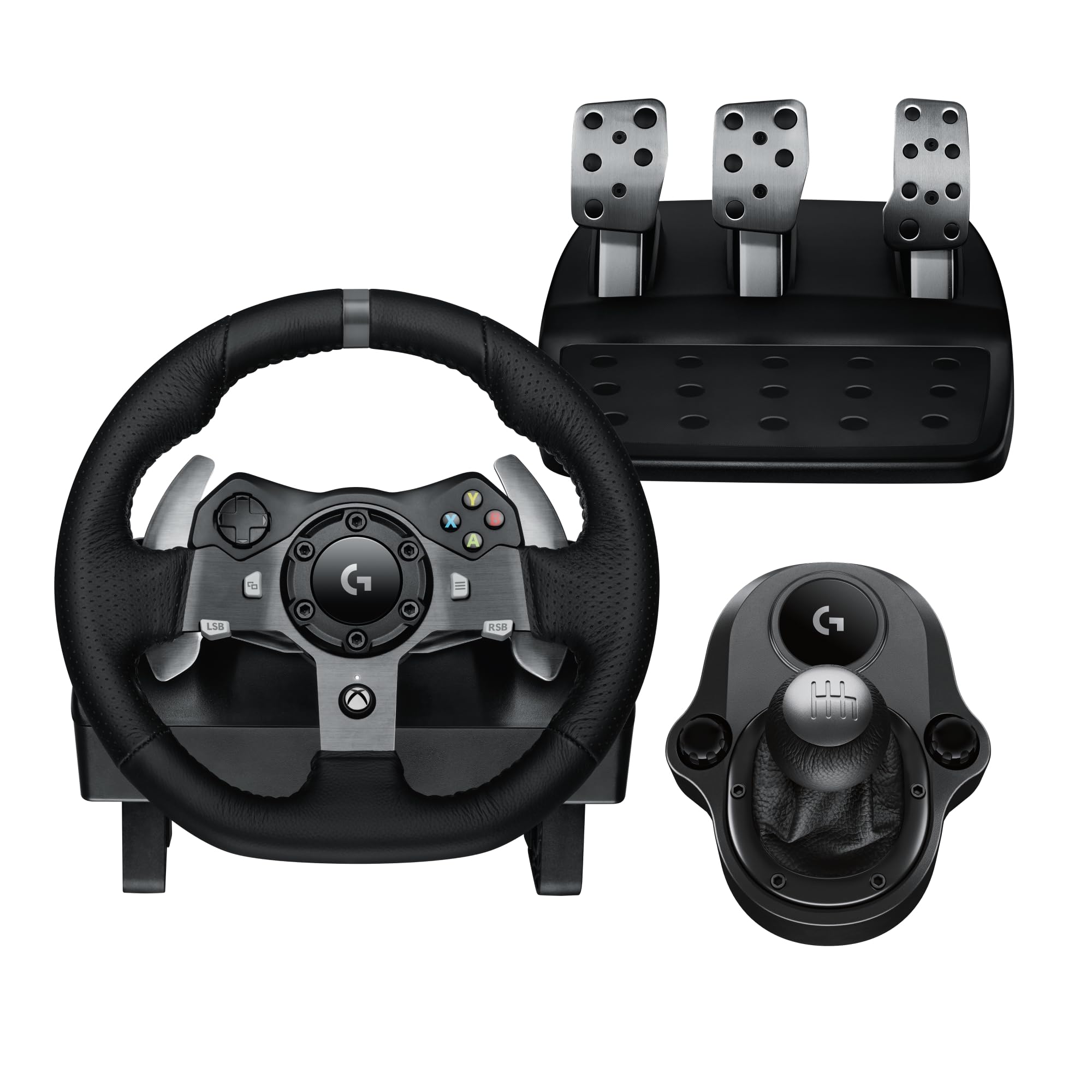 Logitech G29 Driving Force Racing Wheel and Floor Pedals, Real Force Feedback, Stainless Steel Paddle Shifters, Leather Steering Wheel Cover for PS5, PS4, PC, Mac, Black