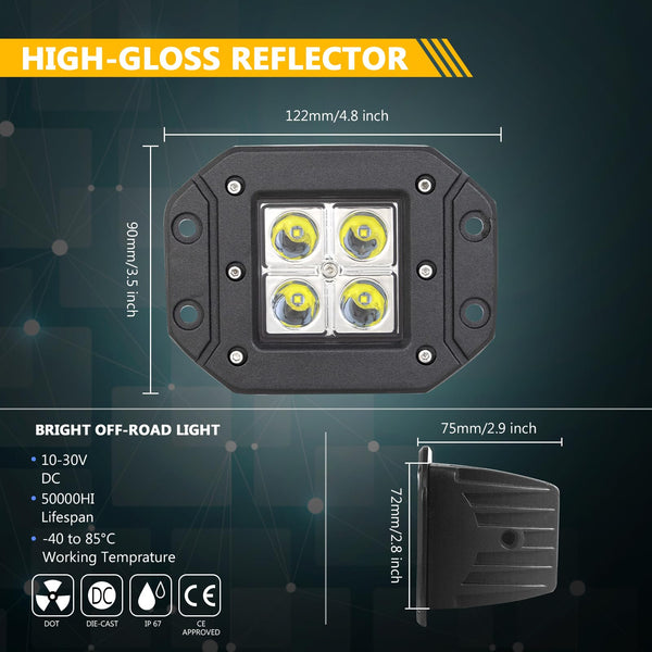 RIGIDON 2 Pcs Led Work Light, 5 inch 42W Spot Beam, 12V 24V Driving Lights Lamp for Car Off road Boat Truck 4x4 SUV ATV Tractors Excavator, 6000K White, Fog Lamp