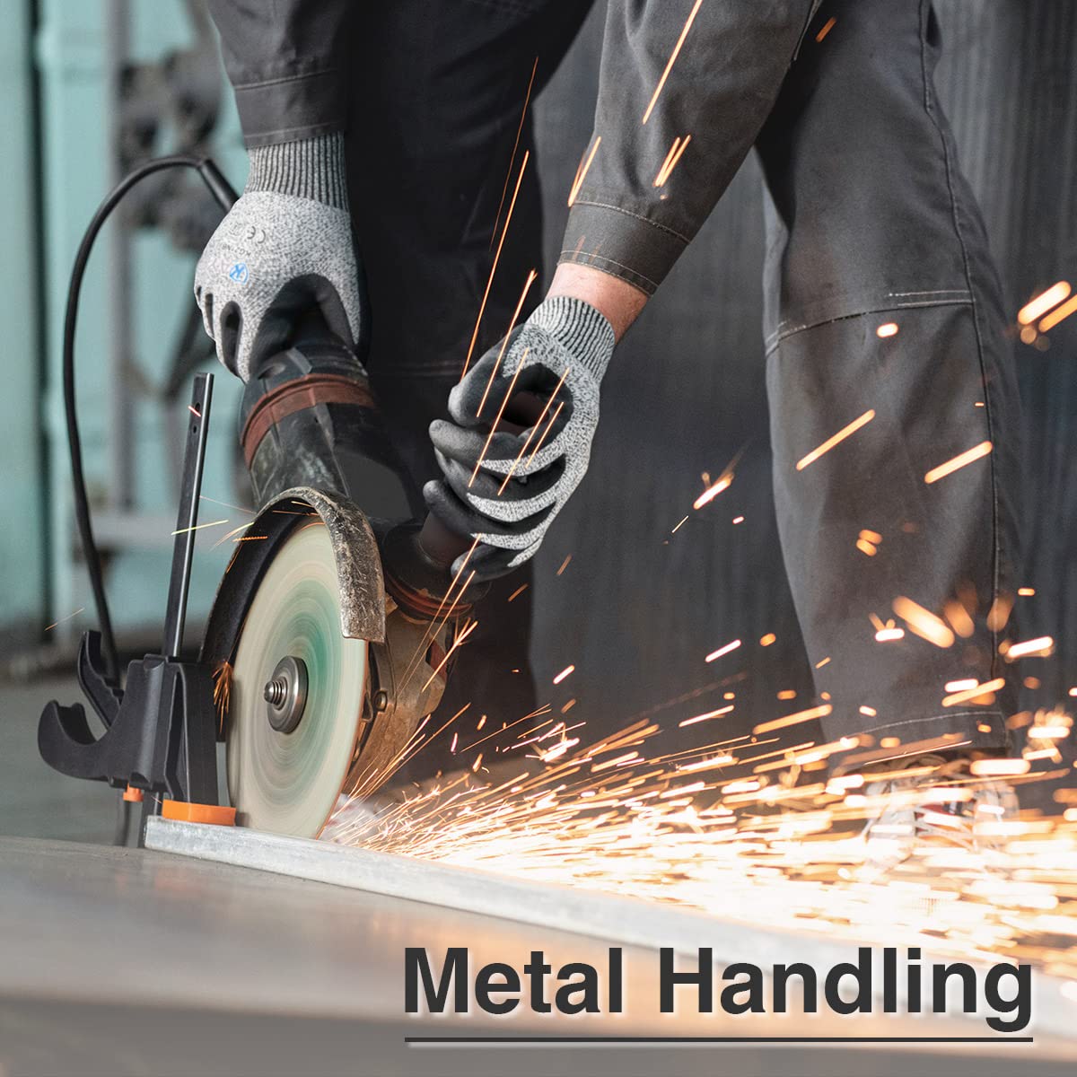 KAYGO Cut Resistant Work Gloves - 2 Pairs, Level C Protection, MicroFoam Nitrile Coated Good Grip Machine Washable, Cut Proof Safety Gloves EN388 4X42C, Ideal for General Purpose, KG21N (Grey, L)