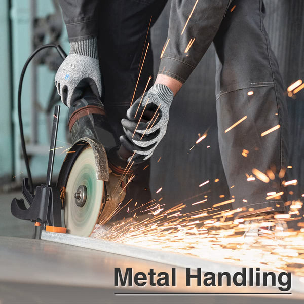 KAYGO Cut Resistant Work Gloves - 2 Pairs, Level C Protection, MicroFoam Nitrile Coated Good Grip Machine Washable, Cut Proof Safety Gloves EN388 4X42C, Ideal for General Purpose, KG21N (Grey, L)