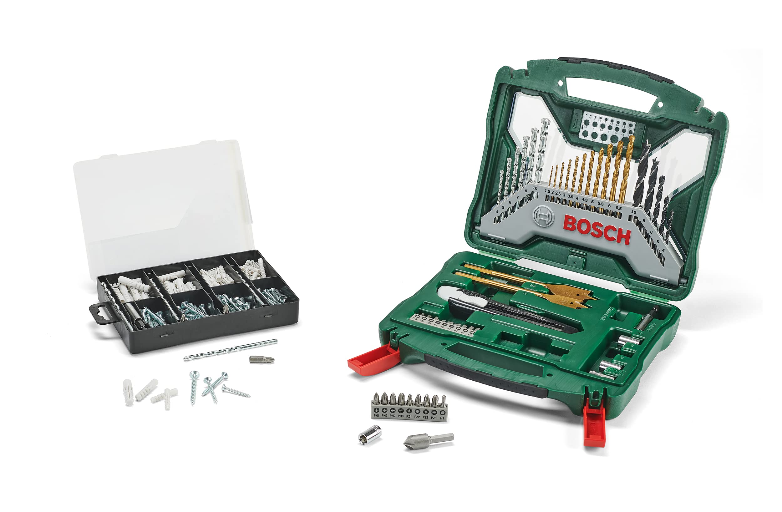 Bosch 70-Pieces X-Line Titanium Drill and Screwdriver Bit Set (for Wood, Masonry and Metal, Accessories Drills)