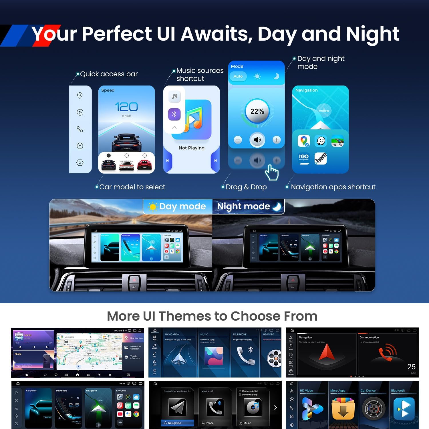 XTRONS 8.8" Car Stereo Android Octa-Core 4+64GB for BMW 3 Series E90 E91 5 Series E60 E61 (2005-2008) w CCC system Touch IPS Screen GPS navigation, w 4G LTE CarAutoPlay Android Auto Support AHD Camera