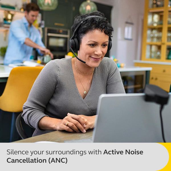 Jabra Evolve2 55 Stereo Wireless Headset Air Comfort Technology, Noise-cancelling Mics, and Active Noise Cancellation - MS Teams Certified, Works with All Other Platforms - Black