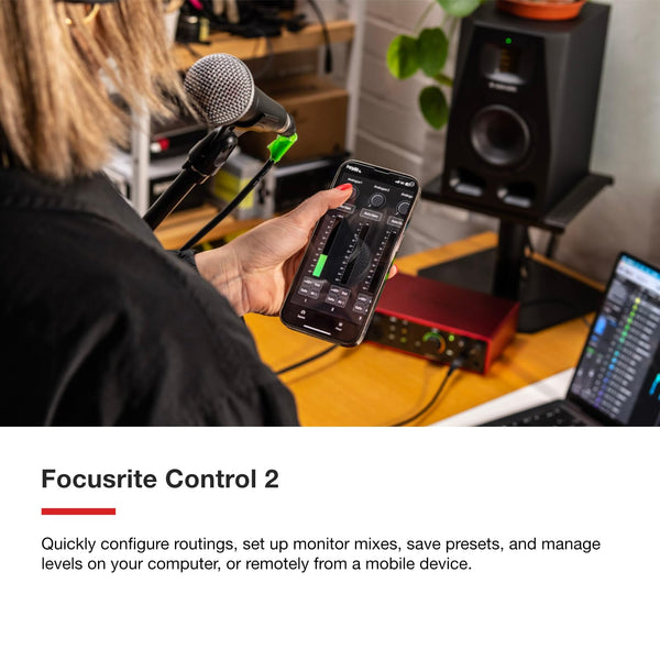 Focusrite Scarlett 2i2 4th Gen USB Audio Interface for Recording, Songwriting, Streaming and Podcasting — High-Fidelity, Studio Quality Recording, and All the Software You Need to Record