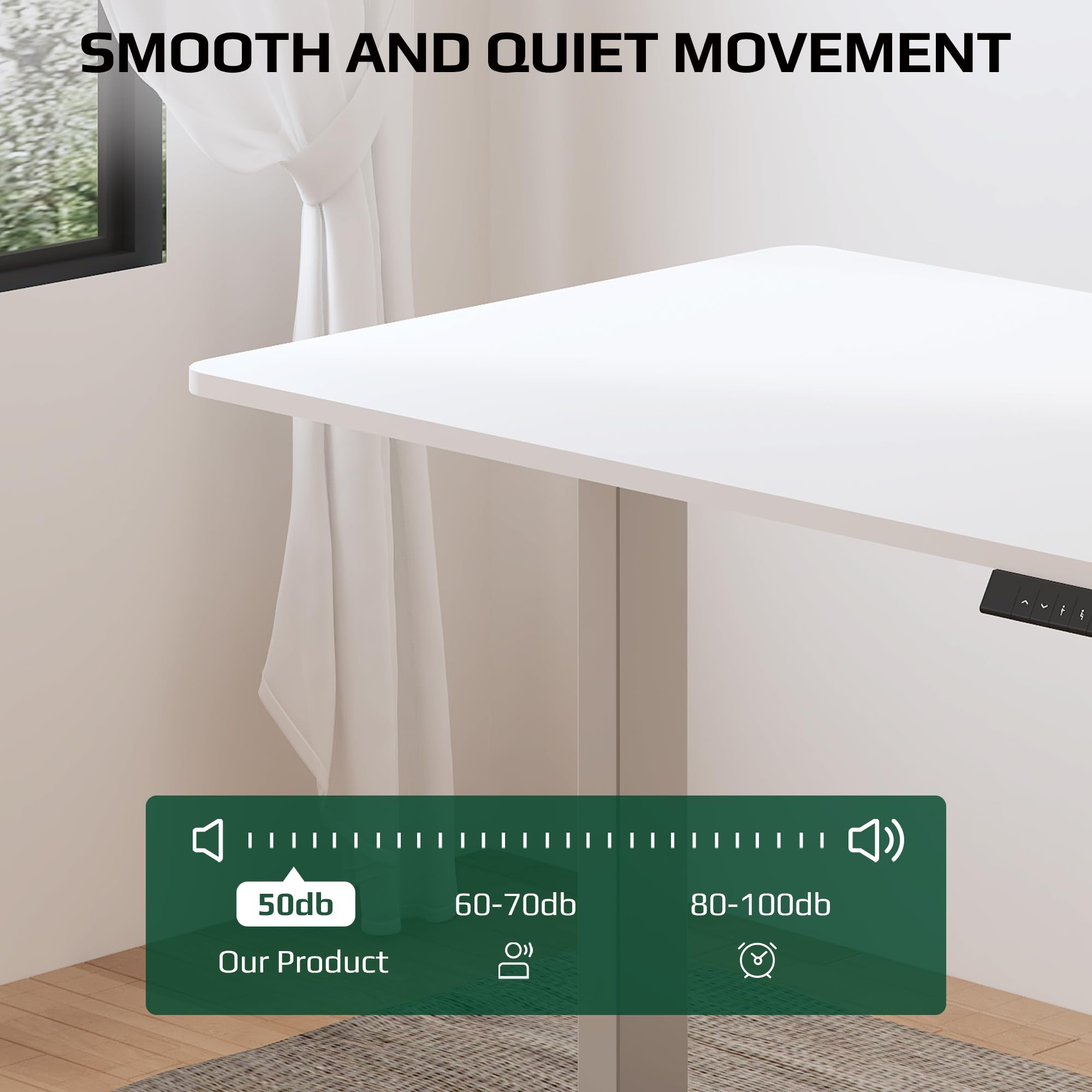 FLEXISPOT ONE PIECE Electric Standing Desk Height Adjustable Sit Stand Up Desk for Home Office with Memory Smart Pannel (100 * 60cm Black Frame+ Black Desktop)