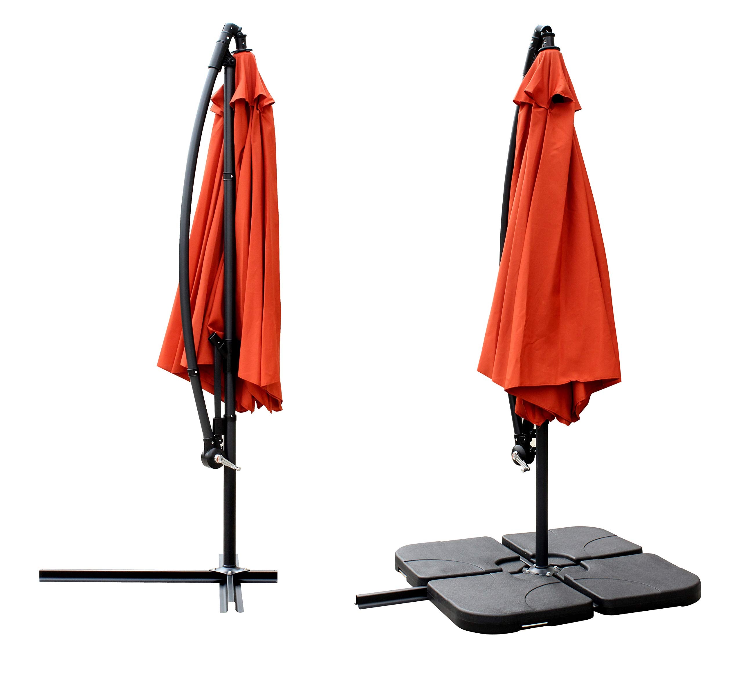 All Seasons Gazebos Ross James premium garden parasol umbrella with crank handle including base weight (Green)