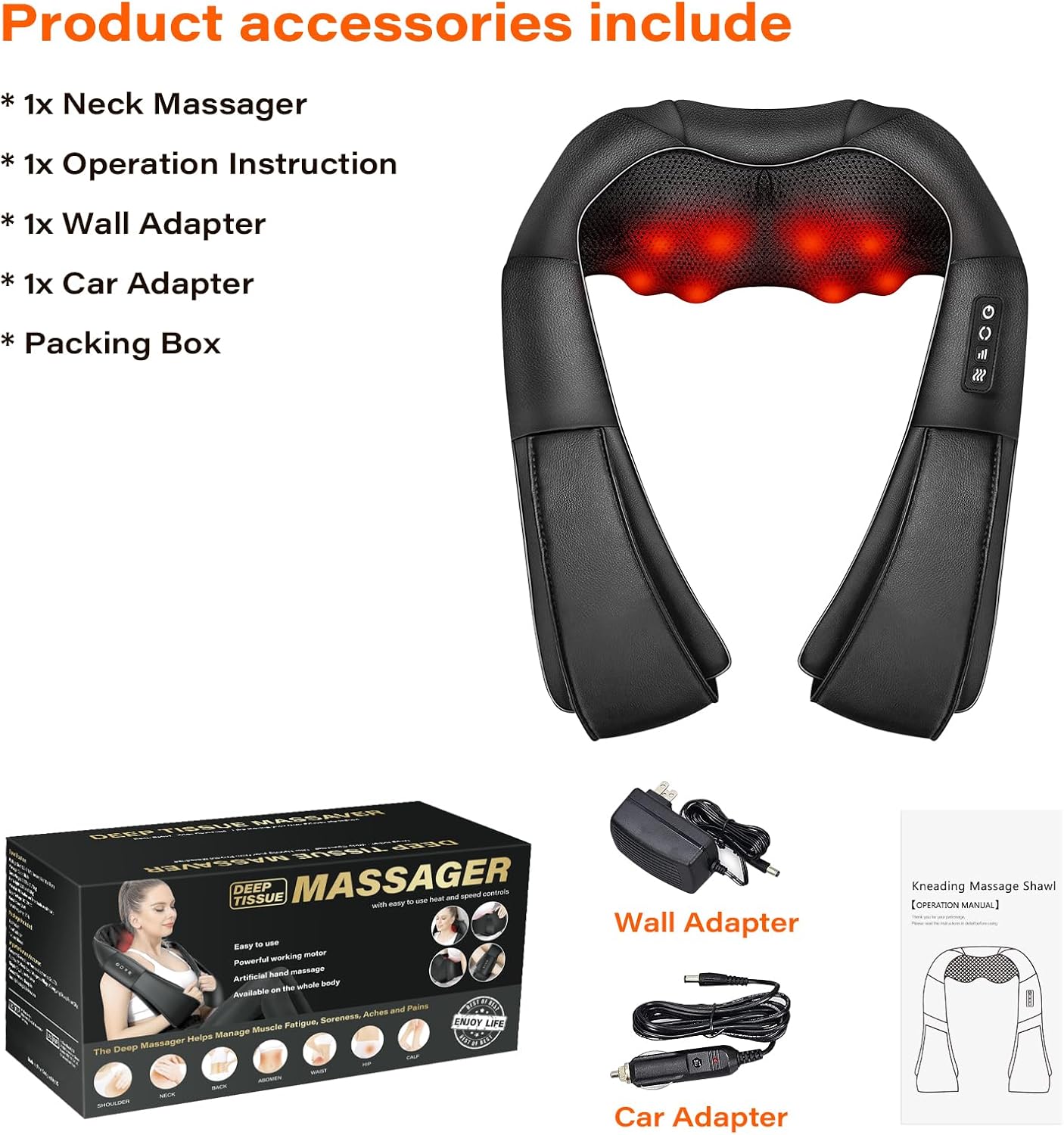 Back Massager, WERTYI Neck and Back Massager with Heat, Deep Tissue 3D Kneading Shiatsu Massage Pillow for Body, Shoulder, Foot and Leg, Christmas Gifts for Women and Men - Remote Control