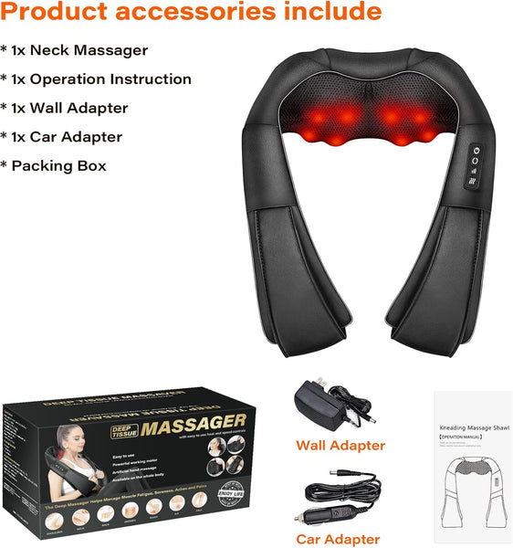 Back Massager, WERTYI Neck and Back Massager with Heat, Deep Tissue 3D Kneading Shiatsu Massage Pillow for Body, Shoulder, Foot and Leg, Christmas Gifts for Women and Men - Remote Control