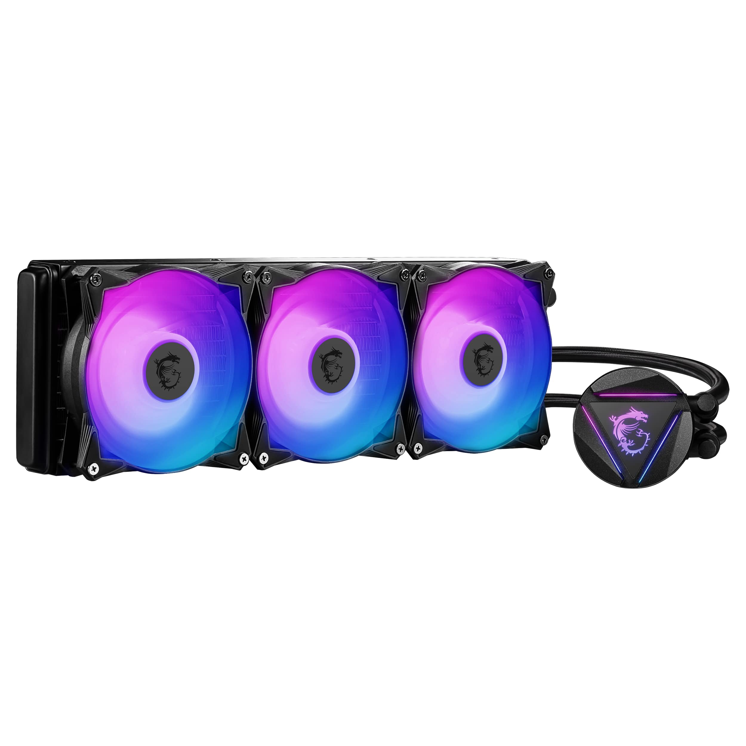 MSI MAG CORELIQUID 360R V2 AIO CPU Liquid Cooler - Rotatable ARGB Blockhead, Integrated Radiator Pump, Split-Flow Water Cooling, Evaporation-Proof Tubing, Easy to Install - AMD & Intel Compatible
