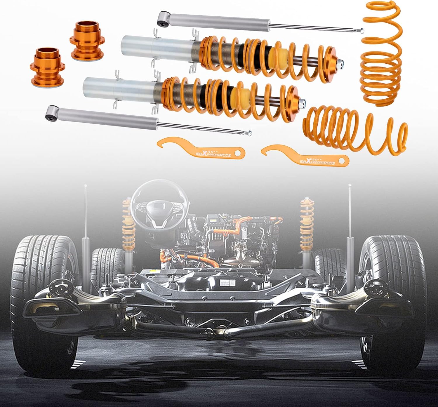 maXpeedingrods Coilovers Lowering Suspension Kits for VW for Golf4/for Seat Leon 1M1/ for VW New Beetle 9C1, 1C1 (Golden)