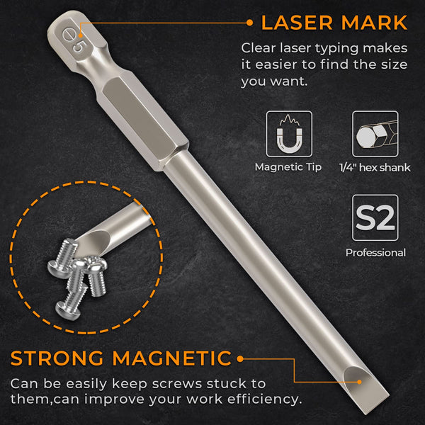 Hakkin 12PC Screwdriver Bits Set - S2 Steel, Magnetic, 3 Inch Slotted & Phillips, 1/4" Hex Shank for Power Screwdriver, Drill, Impact Driver