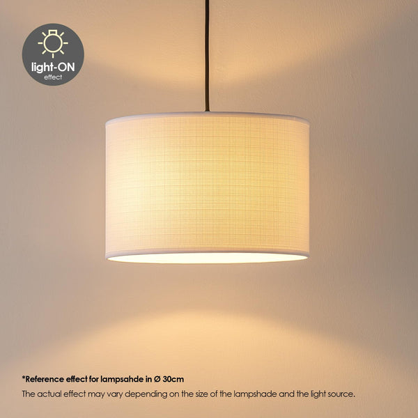 Home Sweet Home collection Modern Lampshade Canvas | Cylinder | 40/40/22cm | White | Fabric lampshade Made of Cotton | for E27 lamp Holder | RoHS