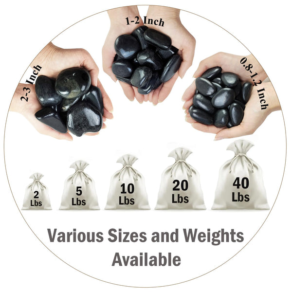 FANTIAN 9.1 kgs Decorative Black Stones for Garden, 30-50 mm Natural Black Pebbles Rocks for Plants Pots Aquarium Stones Vase and Garden Rocks