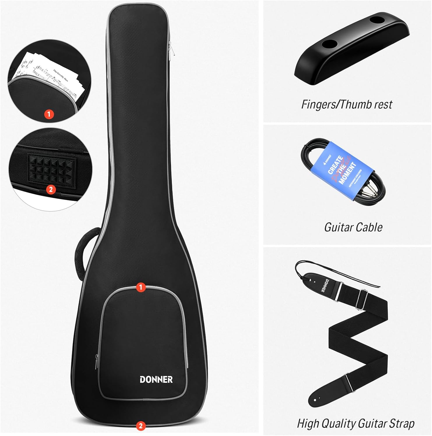 Donner Electric Guitar Kit Full Size LP Guitar Starter Set 39 Inch Solid Body with Bag, Strap, Cable (Sunburst)